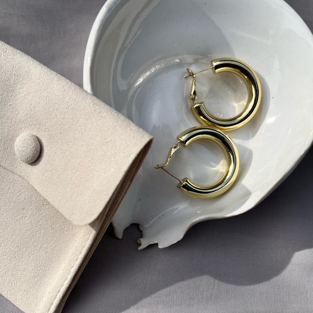 Chunky Gold Plated Hoop Earrings